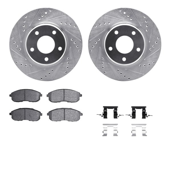  R1 Concepts® - Drilled and Slotted Front Brake Kit with Semi-Metalic Pads