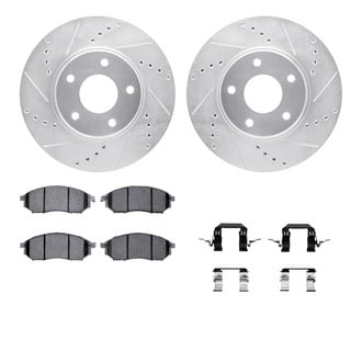 R1 Concepts® - Drilled and Slotted Front Brake Kit with Semi-Metalic Pads