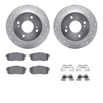 R1 Concepts® - Drilled and Slotted Rear Brake Kit with Semi-Metalic Pads