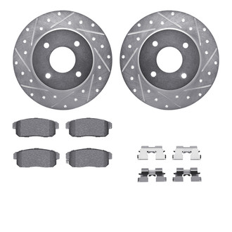 R1 Concepts® - Drilled and Slotted Rear Brake Kit with Semi-Metalic Pads