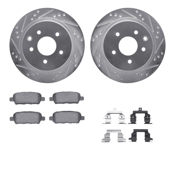  R1 Concepts® - Drilled and Slotted Rear Brake Kit with Semi-Metalic Pads