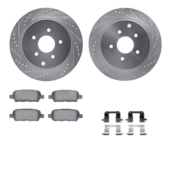  R1 Concepts® - Drilled and Slotted Rear Brake Kit with Semi-Metalic Pads