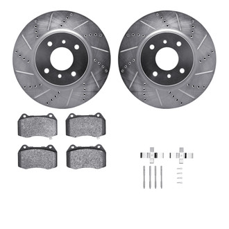 R1 Concepts® - Drilled and Slotted Brake Kit with Semi-Metalic Pads