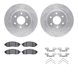 R1 Concepts® - Drilled and Slotted Front Brake Kit with Semi-Metalic Pads