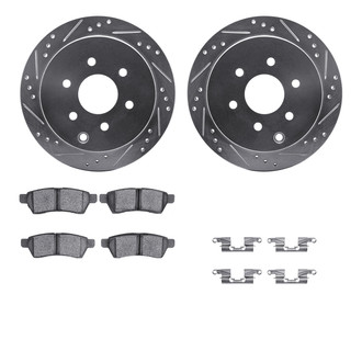 R1 Concepts® - Drilled and Slotted Rear Brake Kit with Semi-Metalic Pads