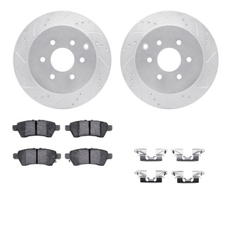R1 Concepts® - Drilled and Slotted Rear Brake Kit with Semi-Metalic Pads