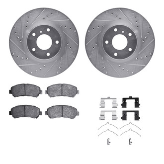 R1 Concepts® - Drilled and Slotted Front Brake Kit with Semi-Metalic Pads