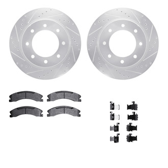 R1 Concepts® - Drilled and Slotted Front Brake Kit with Semi-Metalic Pads