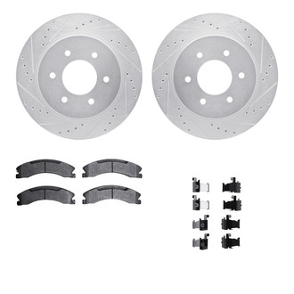 R1 Concepts® - Drilled and Slotted Front Brake Kit with Semi-Metalic Pads