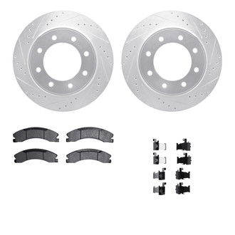R1 Concepts® - Drilled and Slotted Rear Brake Kit with Semi-Metalic Pads