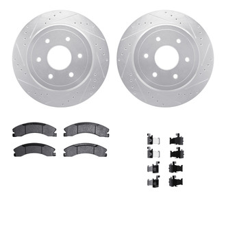R1 Concepts® - Drilled and Slotted Rear Brake Kit with Semi-Metalic Pads