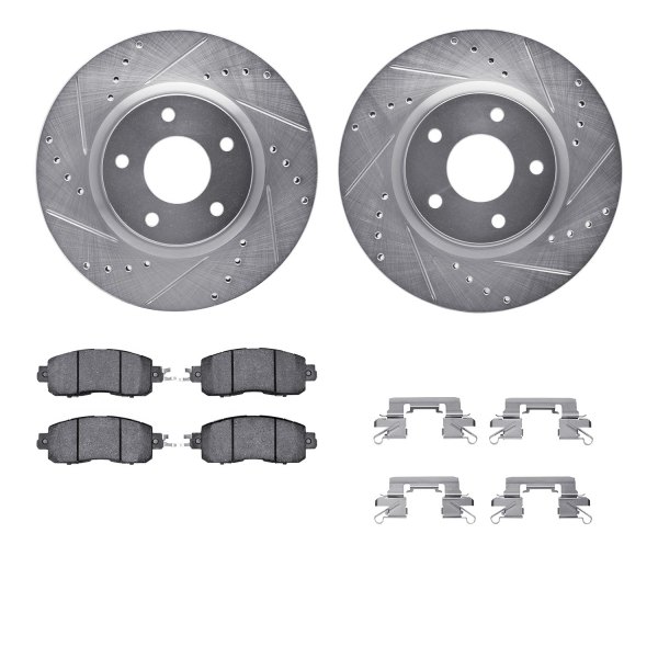  R1 Concepts® - Drilled and Slotted Front Brake Kit with Semi-Metalic Pads