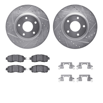 R1 Concepts® - Drilled and Slotted Front Brake Kit with Semi-Metalic Pads