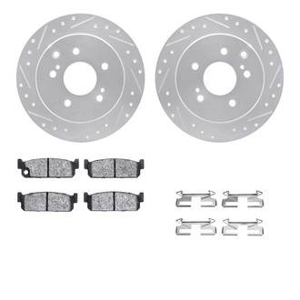R1 Concepts® - Drilled and Slotted Rear Brake Kit with Semi-Metalic Pads