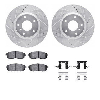 R1 Concepts® - Drilled and Slotted Front Brake Kit with Semi-Metalic Pads