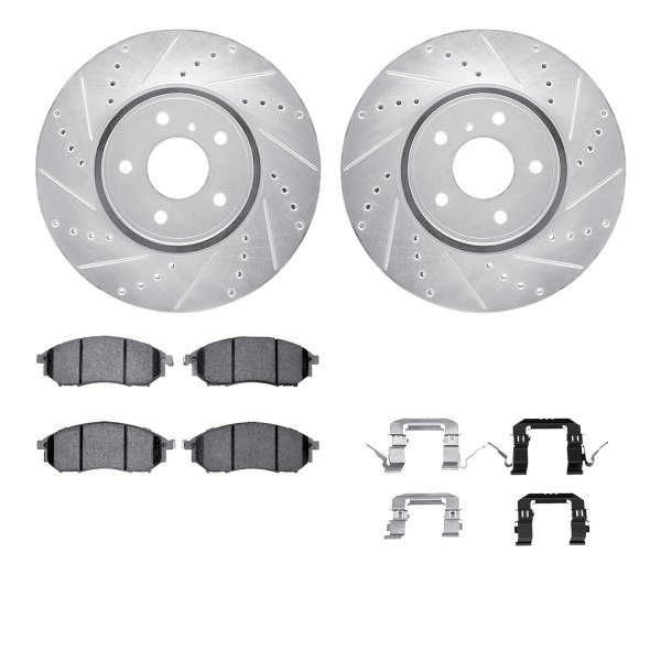  R1 Concepts® - Drilled and Slotted Front Brake Kit with Semi-Metalic Pads