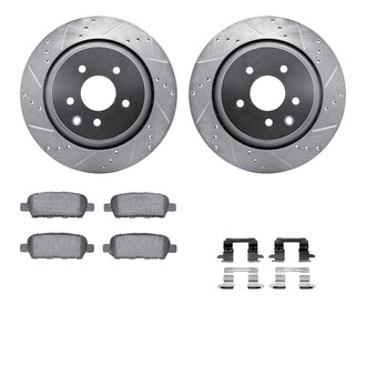 R1 Concepts® - Drilled and Slotted Rear Brake Kit with Semi-Metalic Pads