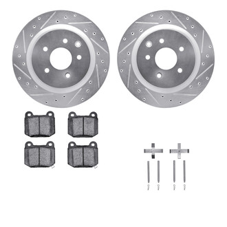 R1 Concepts® - Drilled and Slotted Rear Brake Kit with Semi-Metalic Pads