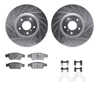R1 Concepts® - Drilled and Slotted Front Brake Kit with Semi-Metalic Pads