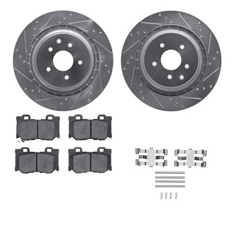 R1 Concepts® - Drilled and Slotted Rear Brake Kit with Semi-Metalic Pads