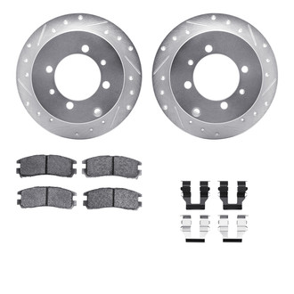 R1 Concepts® - Drilled and Slotted Rear Brake Kit with Semi-Metalic Pads