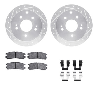 R1 Concepts® - Drilled and Slotted Rear Brake Kit with Semi-Metalic Pads