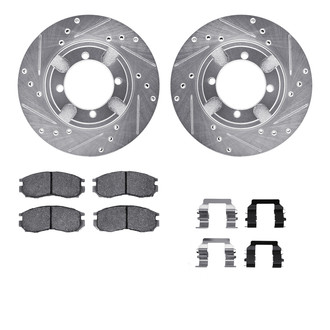 R1 Concepts® - Drilled and Slotted Front Brake Kit with Semi-Metalic Pads
