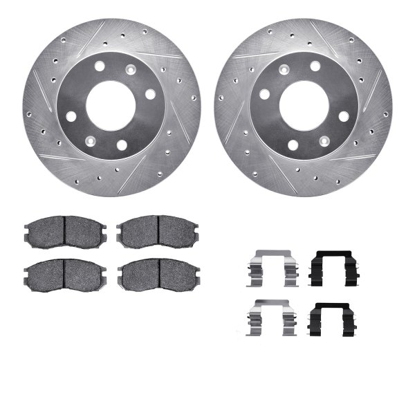  R1 Concepts® - Drilled and Slotted Front Brake Kit with Semi-Metalic Pads