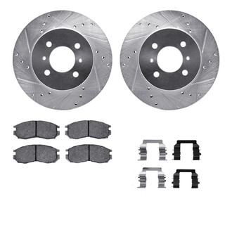 R1 Concepts® - Drilled and Slotted Front Brake Kit with Semi-Metalic Pads