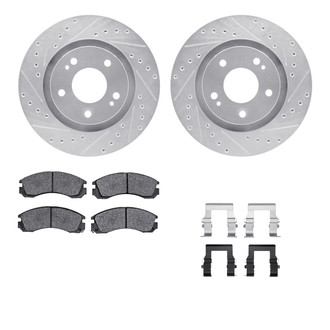 R1 Concepts® - Drilled and Slotted Front Brake Kit with Semi-Metalic Pads