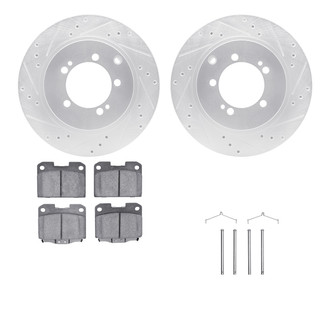 R1 Concepts® - Drilled and Slotted Rear Brake Kit with Semi-Metalic Pads