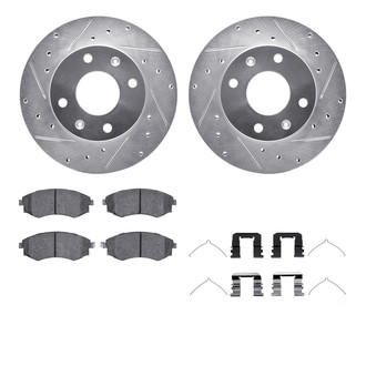 R1 Concepts® - Drilled and Slotted Front Brake Kit with Semi-Metalic Pads