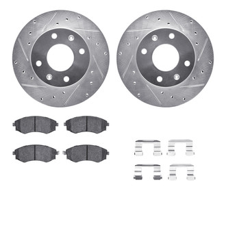 R1 Concepts® - Drilled and Slotted Front Brake Kit with Semi-Metalic Pads