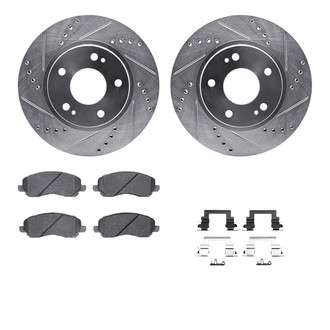 R1 Concepts® - Drilled and Slotted Front Brake Kit with Semi-Metalic Pads