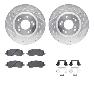 R1 Concepts® - Drilled and Slotted Front Brake Kit with Semi-Metalic Pads