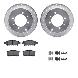 R1 Concepts® - Drilled and Slotted Rear Brake Kit with Semi-Metalic Pads