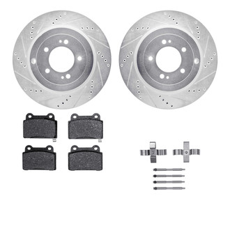 R1 Concepts® - Drilled and Slotted Rear Brake Kit with Semi-Metalic Pads