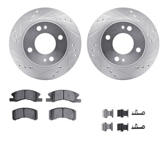 R1 Concepts® - Drilled and Slotted Front Brake Kit with Semi-Metalic Pads