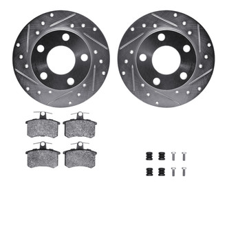 R1 Concepts® - Drilled and Slotted Rear Brake Kit with Semi-Metalic Pads