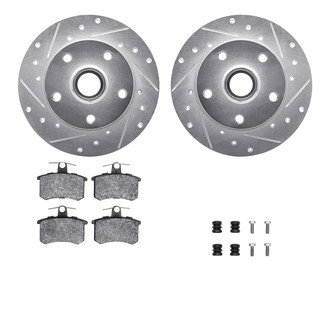 R1 Concepts® - Drilled and Slotted Rear Brake Kit with Semi-Metalic Pads