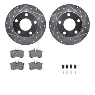 R1 Concepts® - Drilled and Slotted Rear Brake Kit with Semi-Metalic Pads
