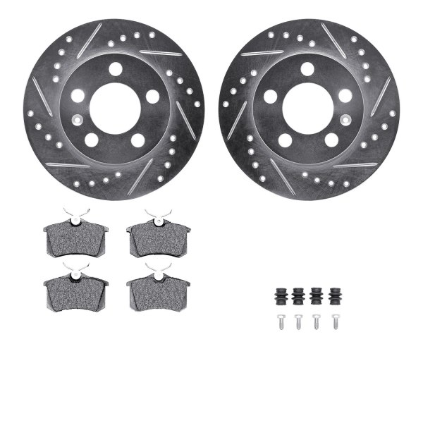  R1 Concepts® - Drilled and Slotted Rear Brake Kit with Semi-Metalic Pads