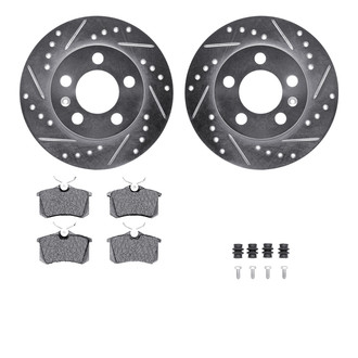 R1 Concepts® - Drilled and Slotted Rear Brake Kit with Semi-Metalic Pads