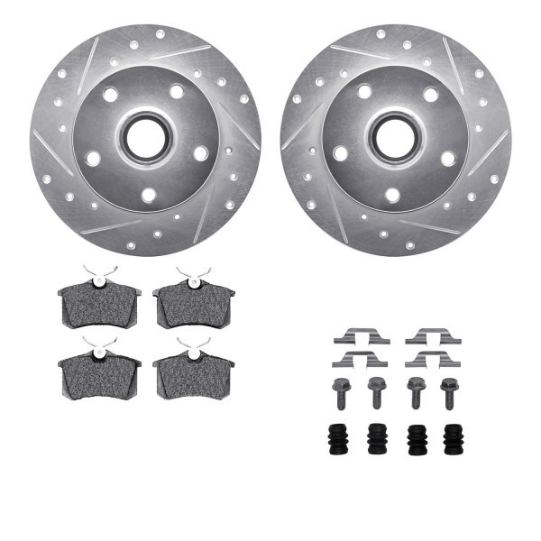  R1 Concepts® - Drilled and Slotted Rear Brake Kit with Semi-Metalic Pads