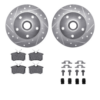 R1 Concepts® - Drilled and Slotted Rear Brake Kit with Semi-Metalic Pads