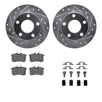 R1 Concepts® - Drilled and Slotted Rear Brake Kit with Semi-Metalic Pads