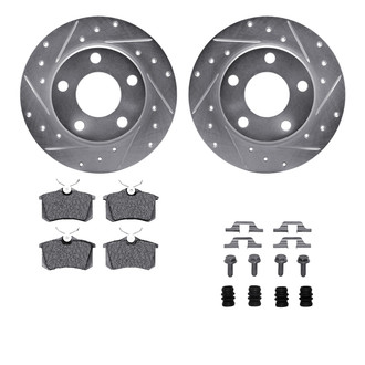 R1 Concepts® - Drilled and Slotted Rear Brake Kit with Semi-Metalic Pads