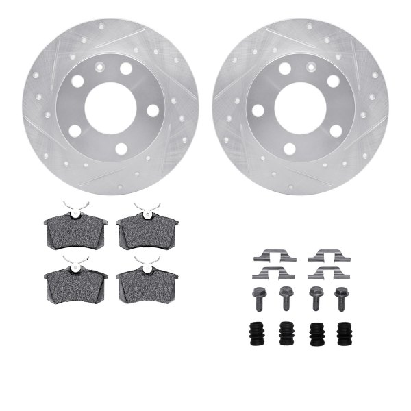  R1 Concepts® - Drilled and Slotted Rear Brake Kit with Semi-Metalic Pads