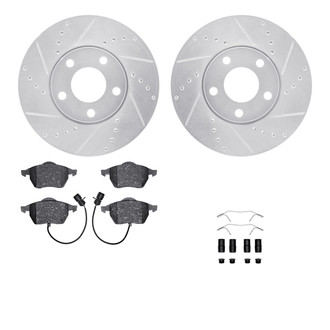 R1 Concepts® - Drilled and Slotted Front Brake Kit with Semi-Metalic Pads