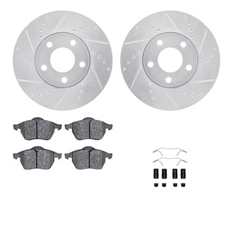 R1 Concepts® - Drilled and Slotted Front Brake Kit with Semi-Metalic Pads